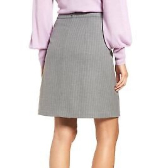 NWT Halogen Button Detail Faux Wrap Gray Pinstripe Skirt Womens Sz 18 - Picture 5 of 12